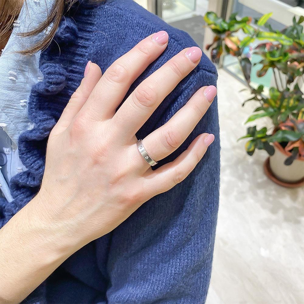  Fede nuziale Promessa d'Amore diamanti oro bianco 4mm Slim - CICALA