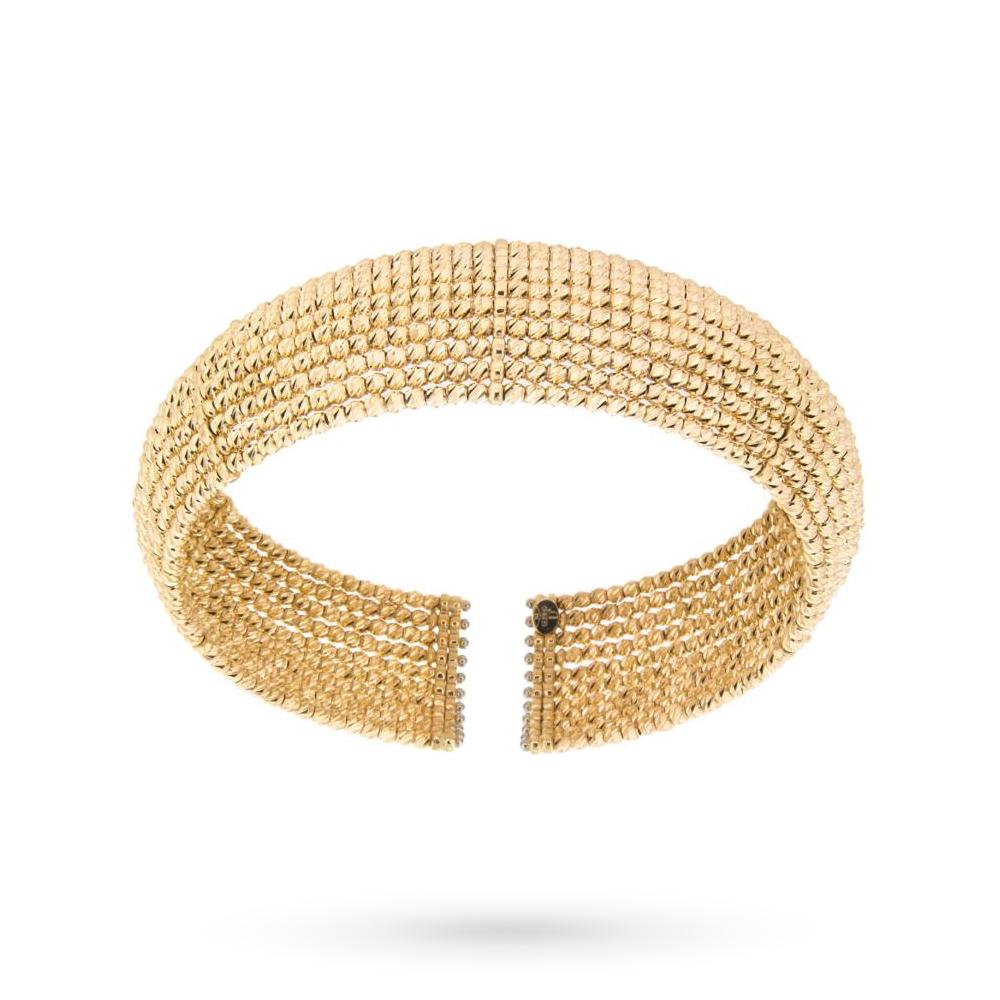 Bracciale rigido oro giallo 11 fili sferette diamantate - LUSSO ITALIANO