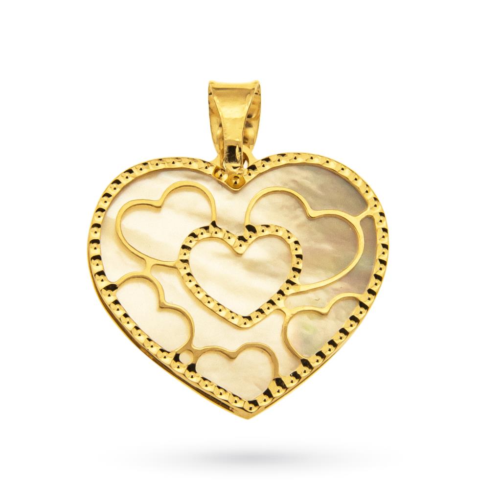 Heart pendant in mother of pearl and 18kt yellow gold - LUSSO ITALIANO