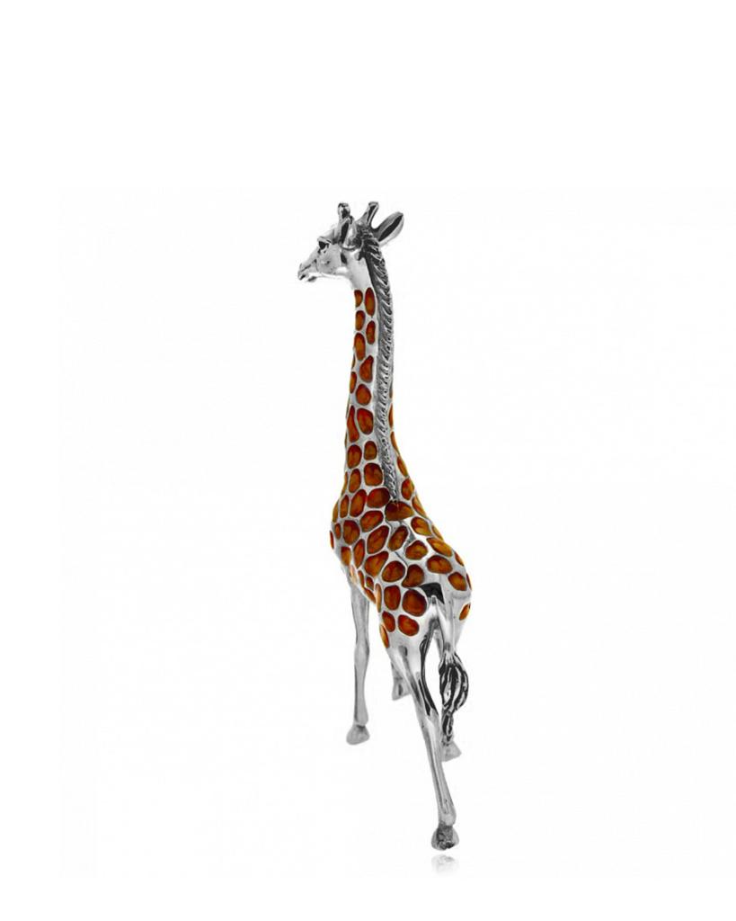  Giraffa grande soprammobile argento 925 smalto - SATURNO