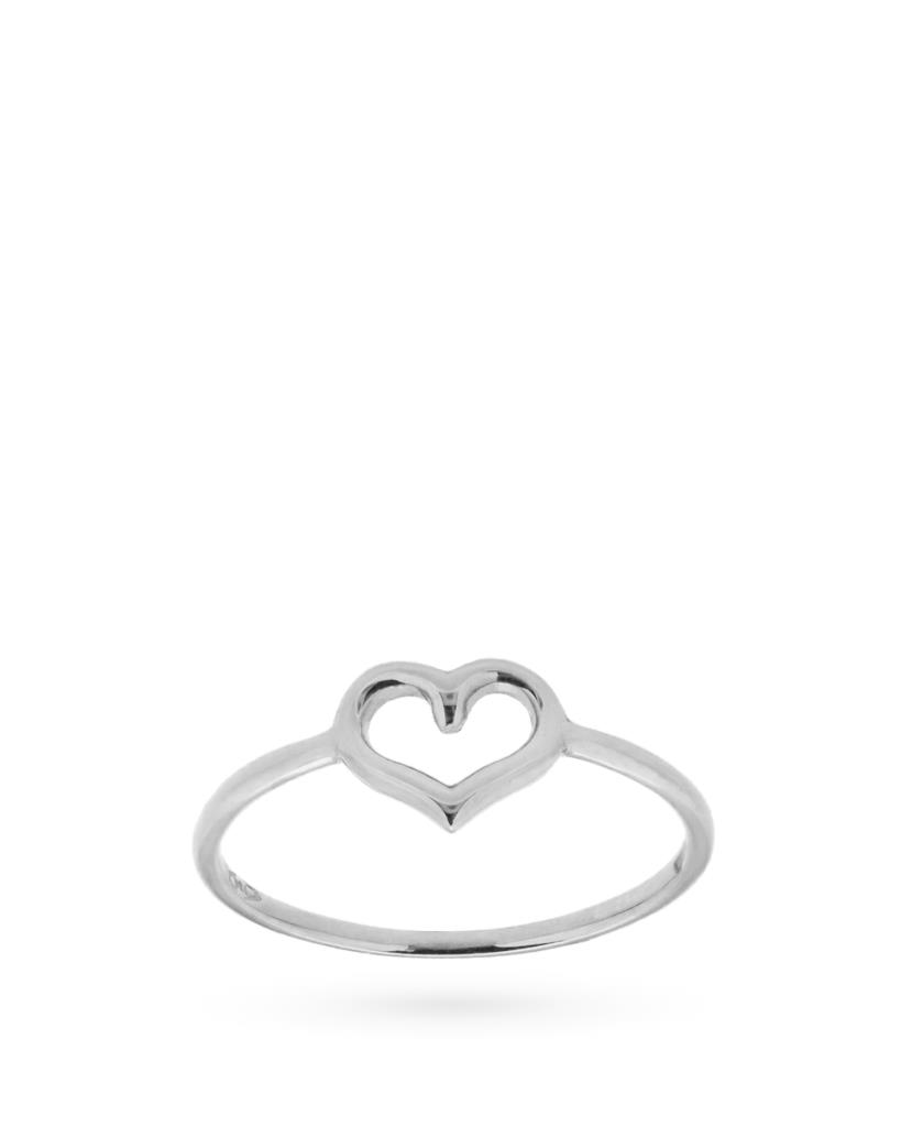 Anello filo oro bianco cuore piccolo - LUSSO ITALIANO