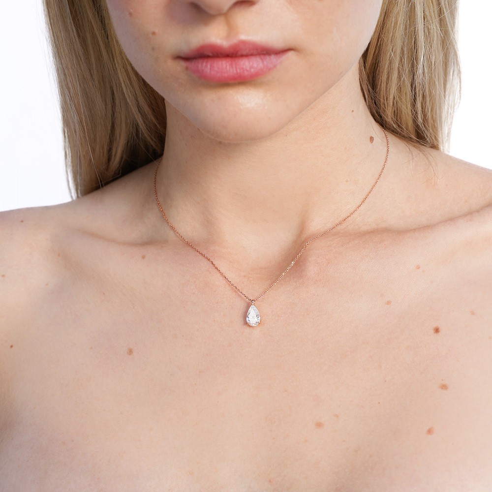 Girocollo oro rosa con diamante 1,5 Carati Lab-Grown - AMA