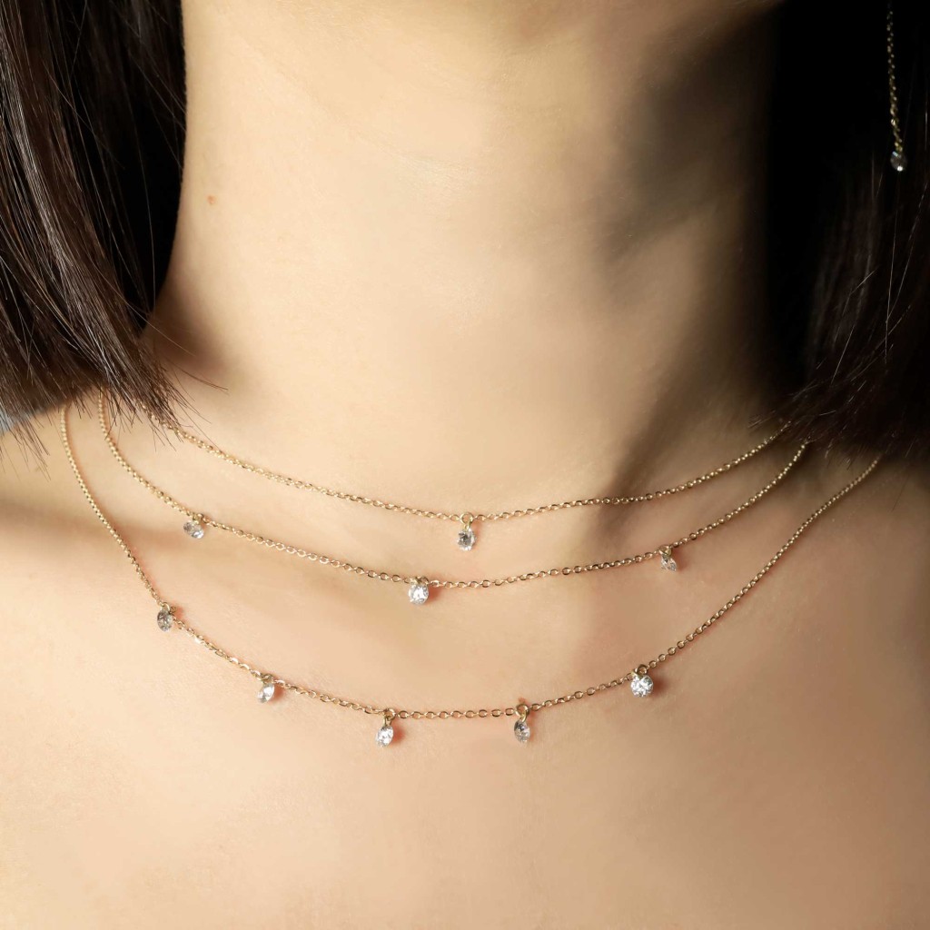  Collana oro 18kt con 5 diamanti lab-grown 0,75ct LuxGioielli - LUXGIOIELLI