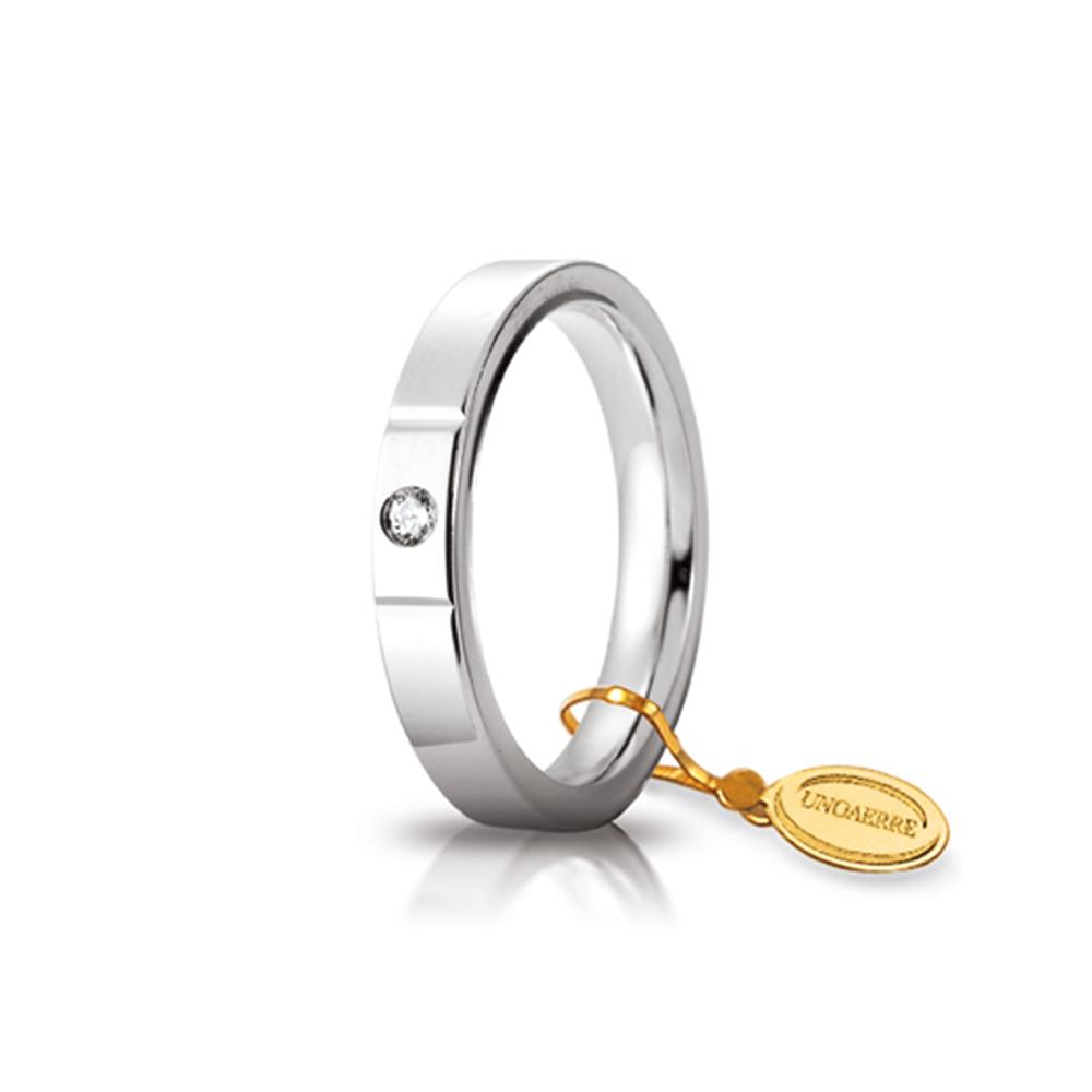 Wedding ring Circles of Light mm.3.5 in white gold with diamond size 11 - UNOAERRE