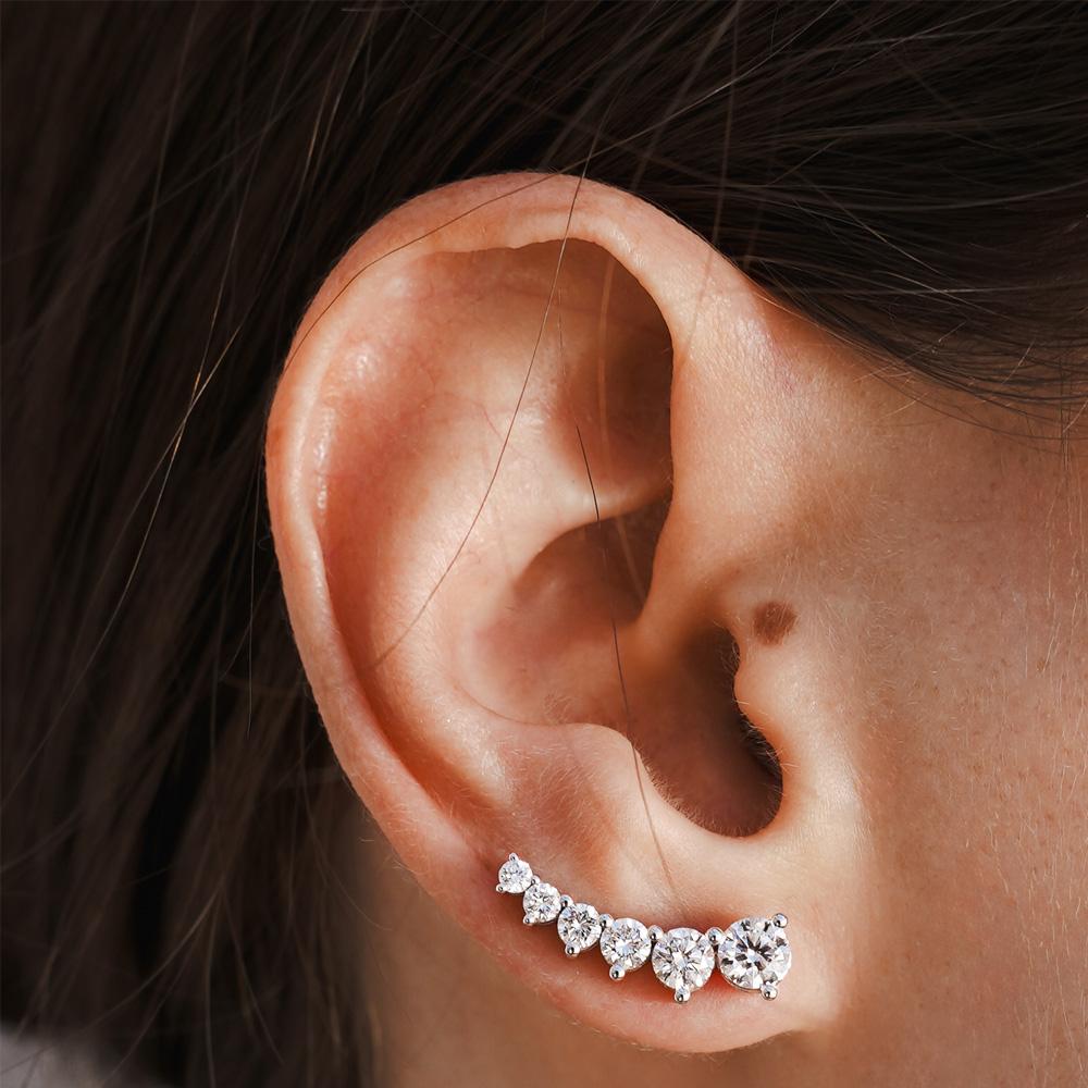  Ear Climbers White Gold 1.50 Carat Total Lab-Grown Diamonds - AMA