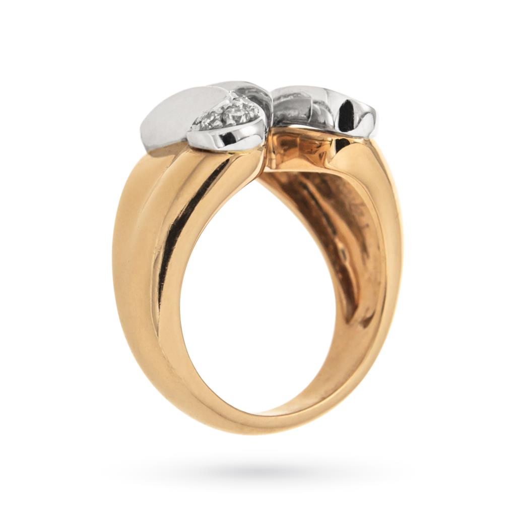  Anello chevalier in oro rosa con lettera M e diamanti  - ORO TREND