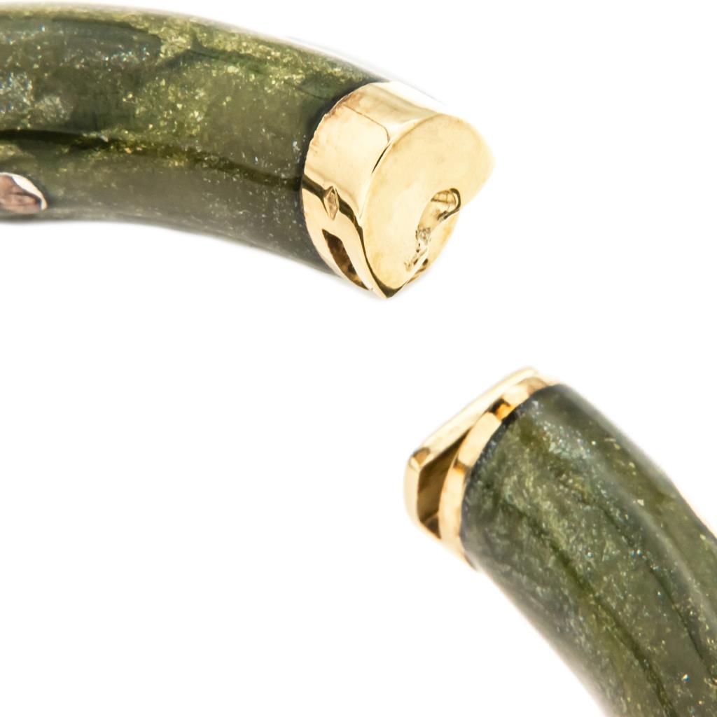  Green enamel bracelet in 925 silver and 18kt gold and diamonds - LA NOUVELLE BAGUE