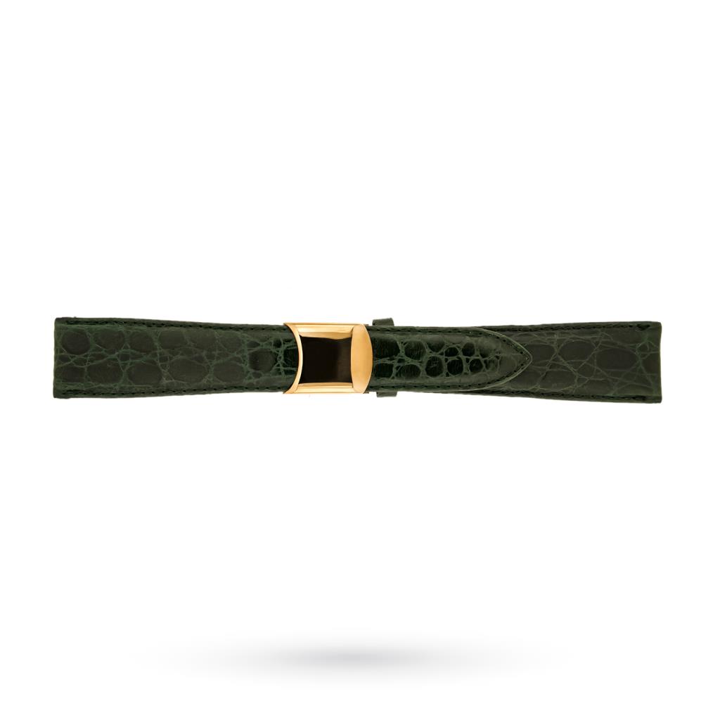 Cinturino imitazione coccodrillo verde deployante dorata 20-16mm - BROS