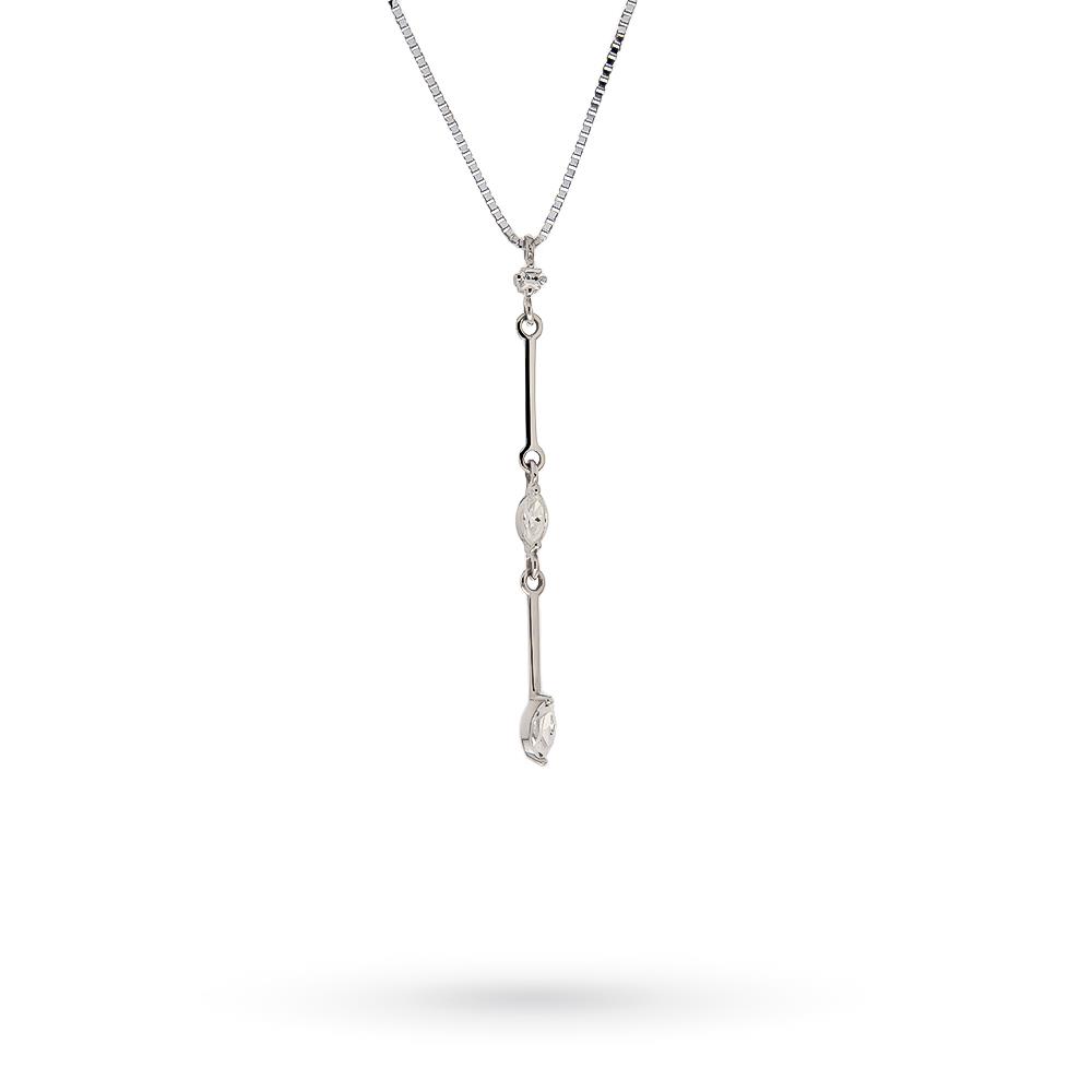 18kt white gold necklace with 3 zircons 41cm - LUSSO ITALIANO