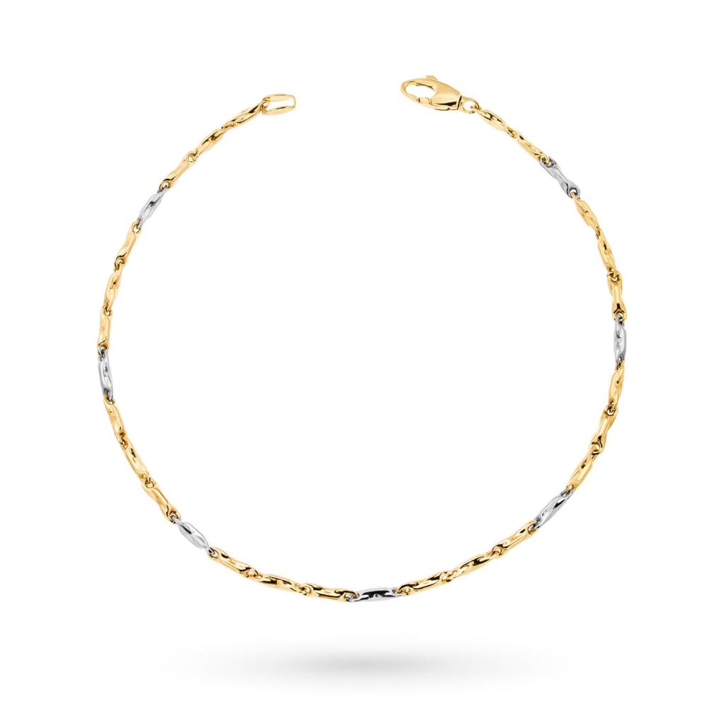 18kt yellow and white gold bracelet with tube links - LUSSO ITALIANO