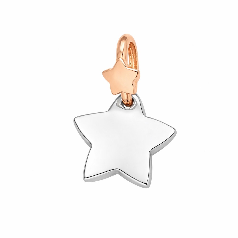 Ciondolo a forma di stella in argento con contromaglia oro rosa