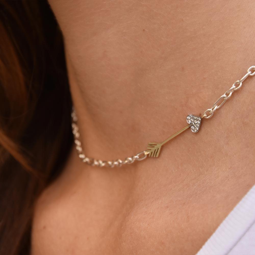  Collana argento freccia oro zirconi 42cm Dodo Mariani FG1ZG - DODO MARIANI