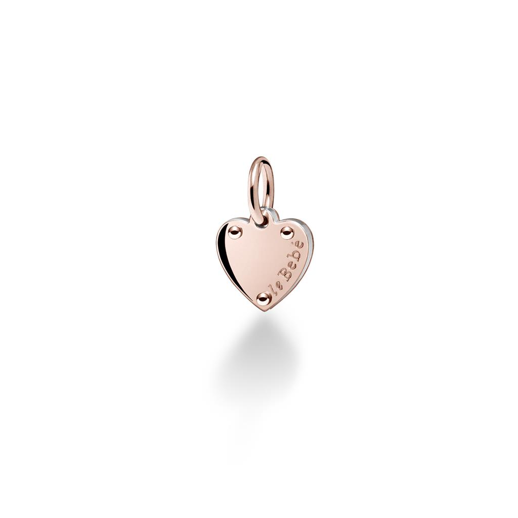  9kt rose gold and 925 leBebe LBB163 sterling silver heart charm small size - LE BEBE