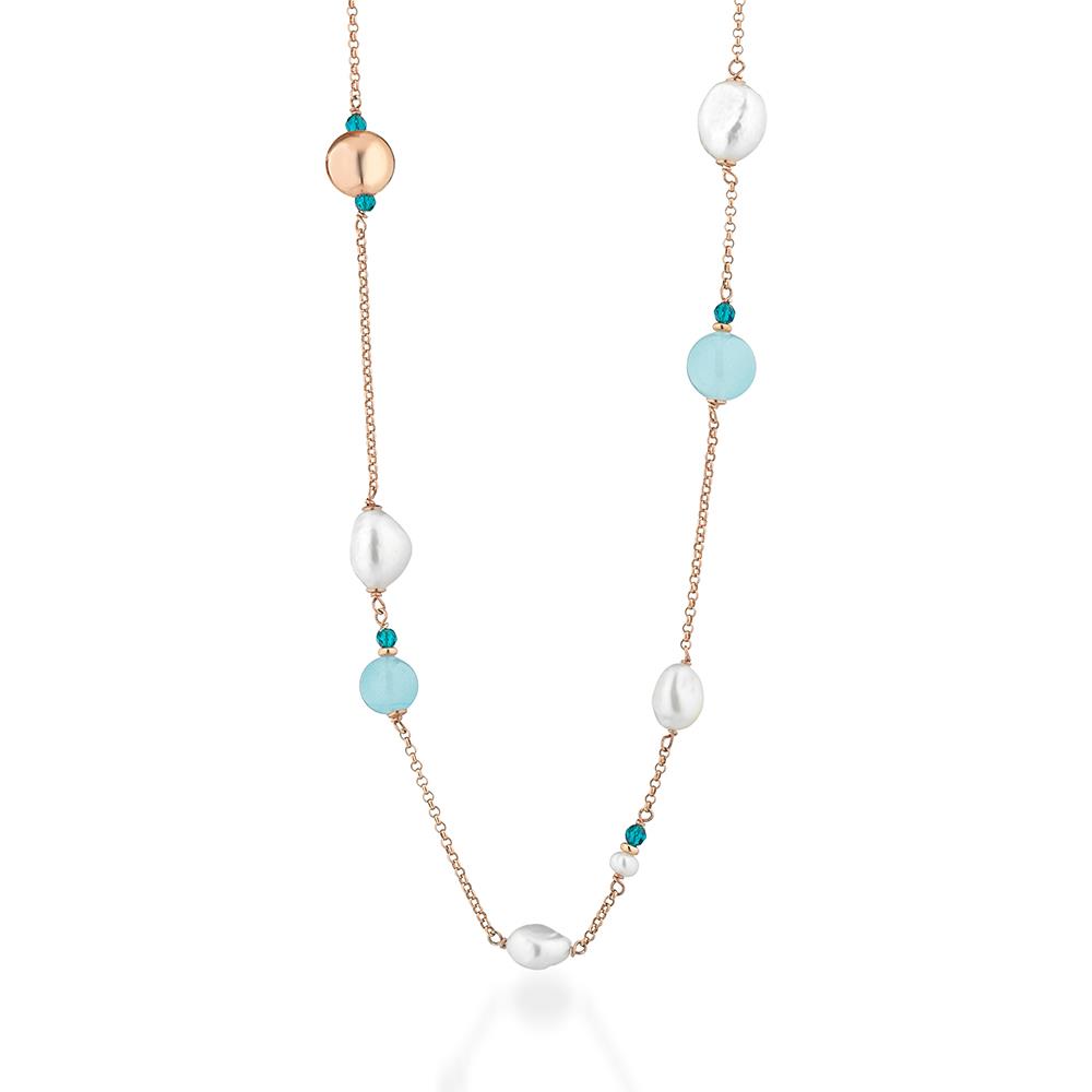  Rose blue jade fw spinel silver necklace Le Lune Glamor LGNK521.1 - GLAMOUR