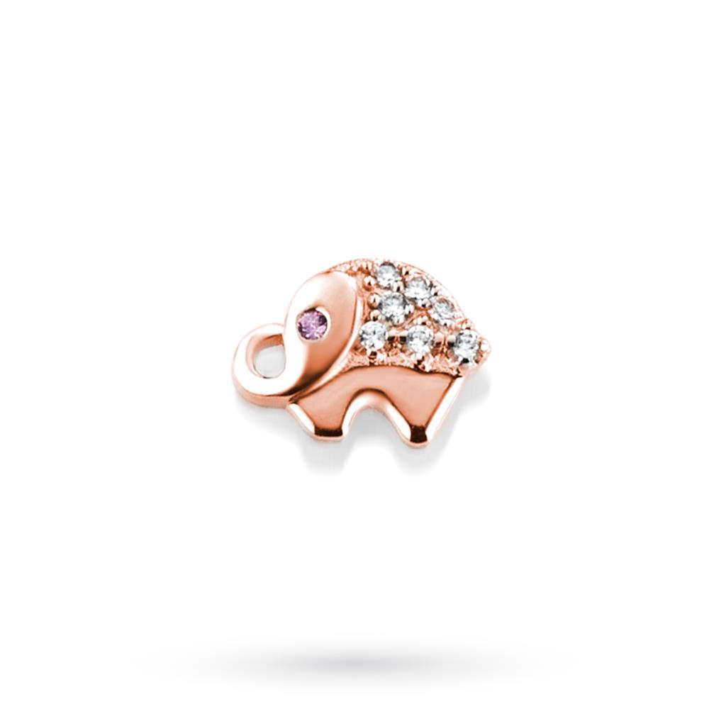 Elephant symbol component in pink silver with sapphires - MARCELLO PANE