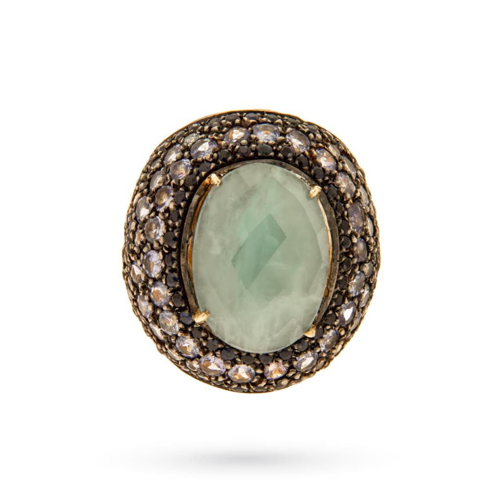 Anello stile vintage acquamarina zaffiri tanzaniti - PETRALUX