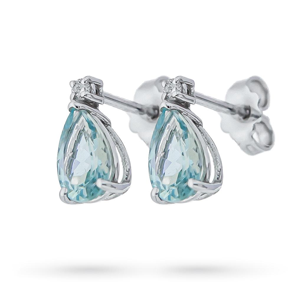 Aquamarine drop lobe earrings 1.65 ct diamond 0.04 ct - QUAGLIA