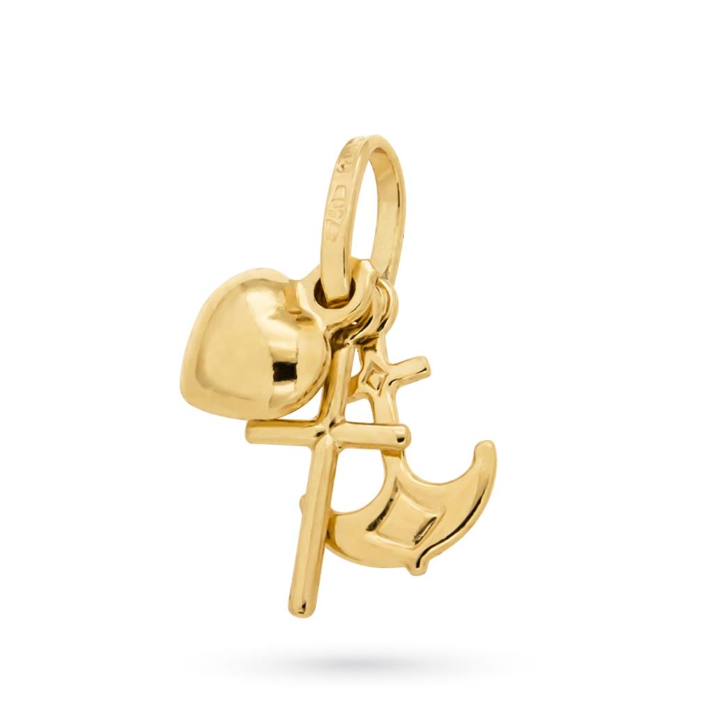 Ciondolo fede speranza e carità in oro giallo  - LUSSO ITALIANO