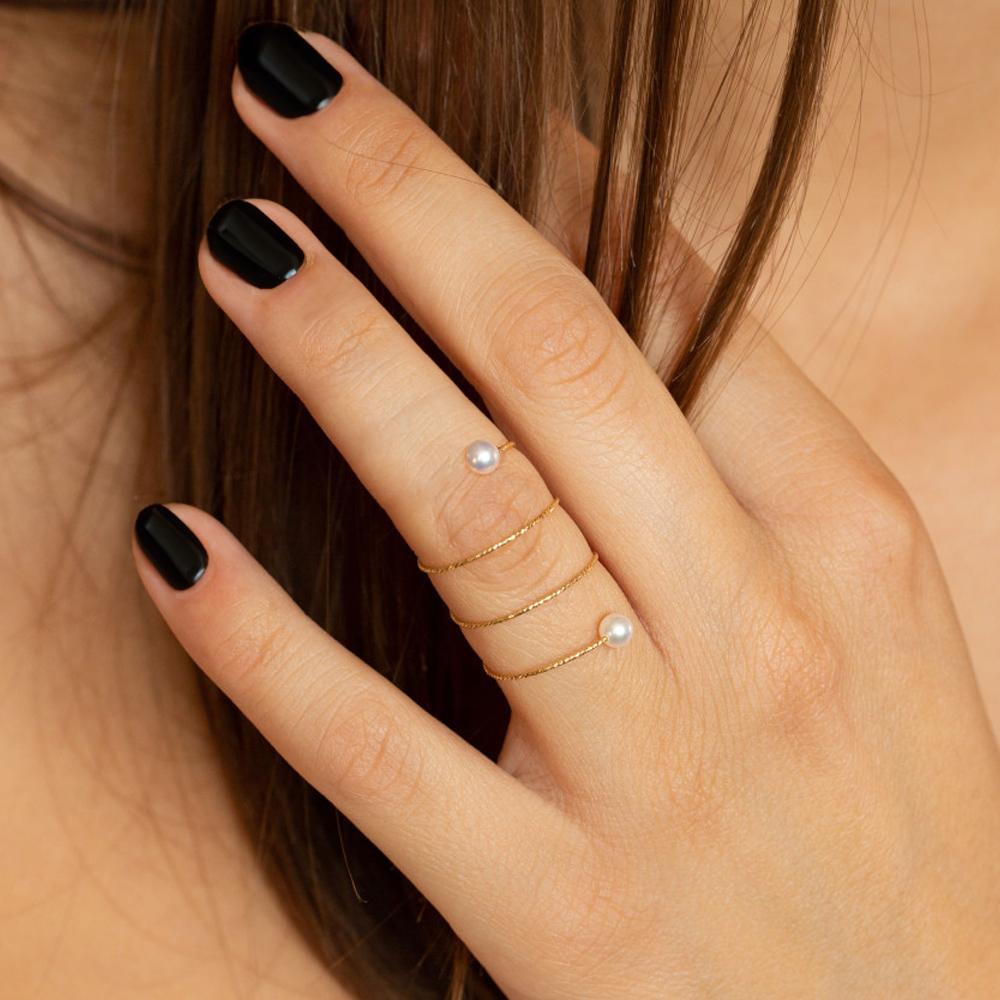  Yellow Gold Half Spiral Ring 2 &Oslash; 4mm Pearls MagicWire Size 16 ITA - MAGICWIRE