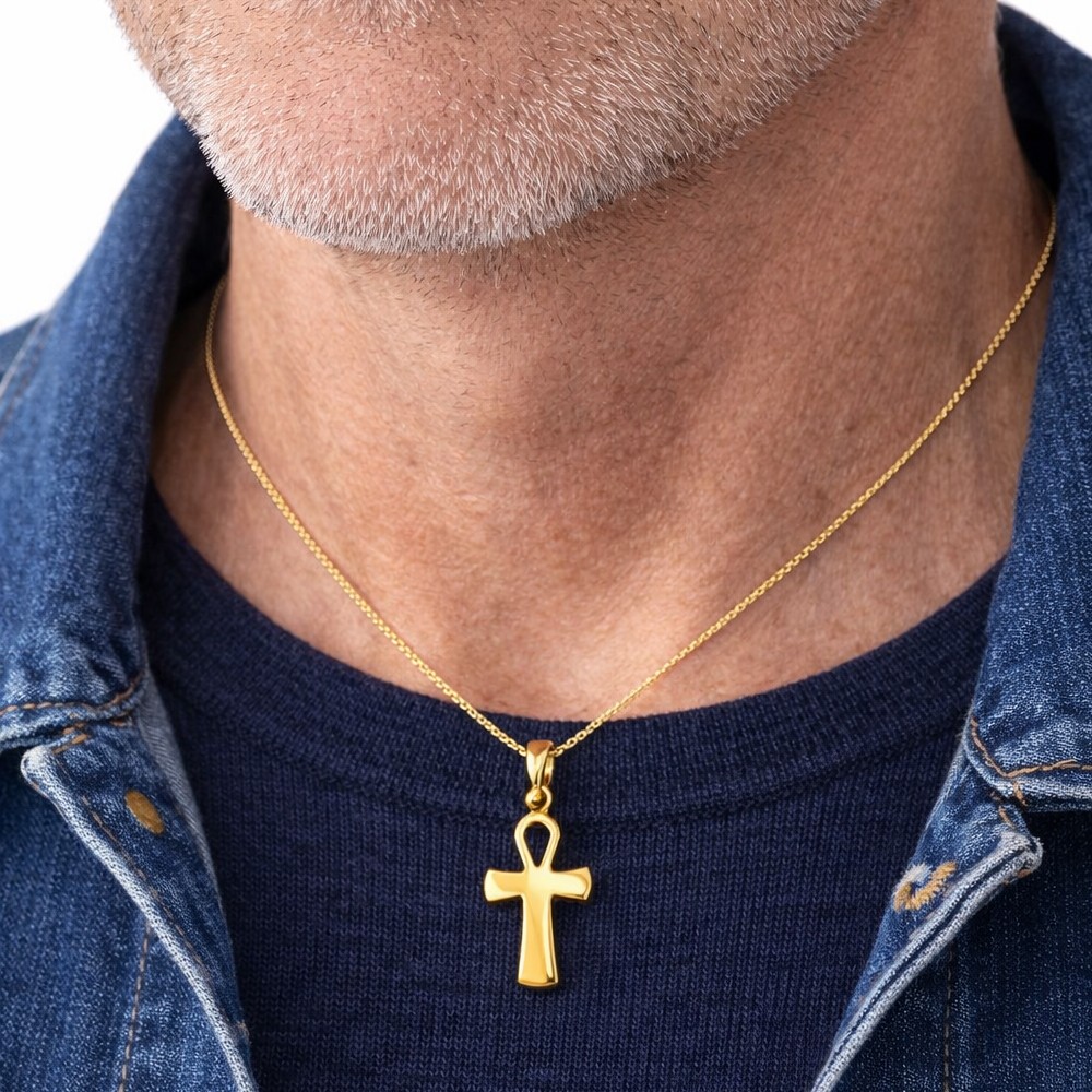 Croce egizia ciondolo oro giallo 12x21 mm - LUSSO ITALIANO