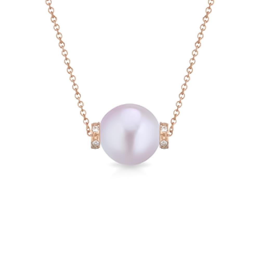 Pendant with pink pearl Ø 9-9,5 mm and diamonds - COSCIA