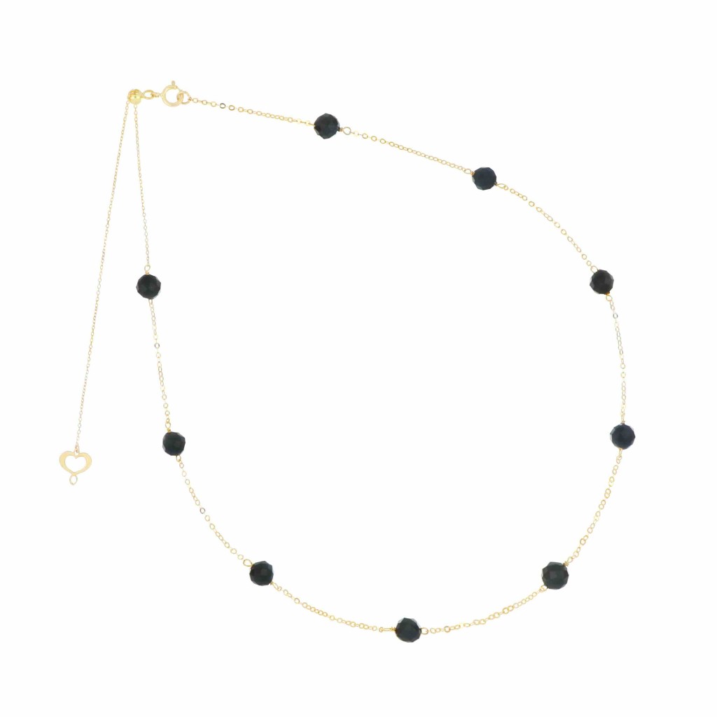 Girocollo Maman et Sophie oro giallo sfere di spinello nero sfaccettato - MAMAN ET SOPHIE