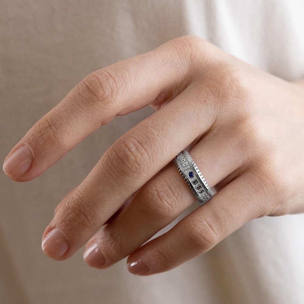 Fascia La Fortuna spinello blu argento rodiato lucido Nove25 - NOVE25