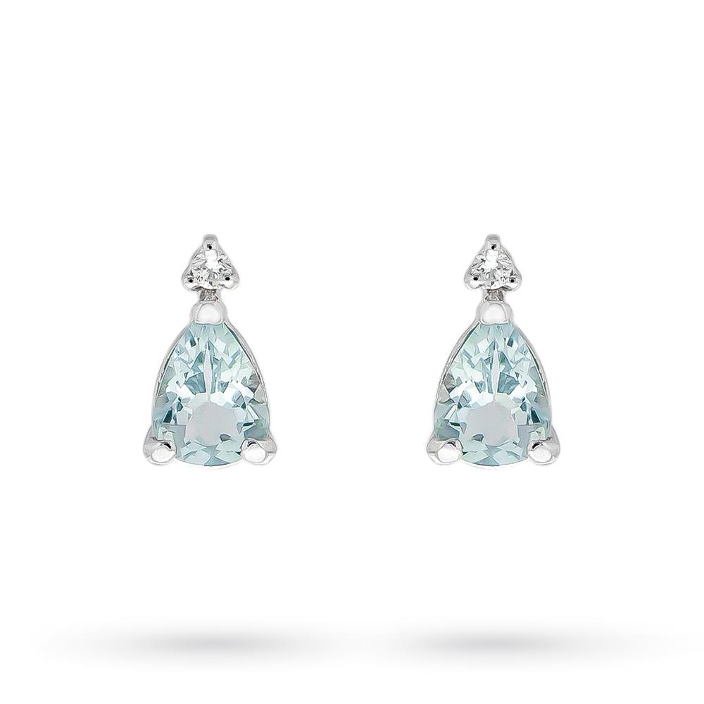 Aquamarine drop diamond earrings 18kt white gold - UNBRANDED
