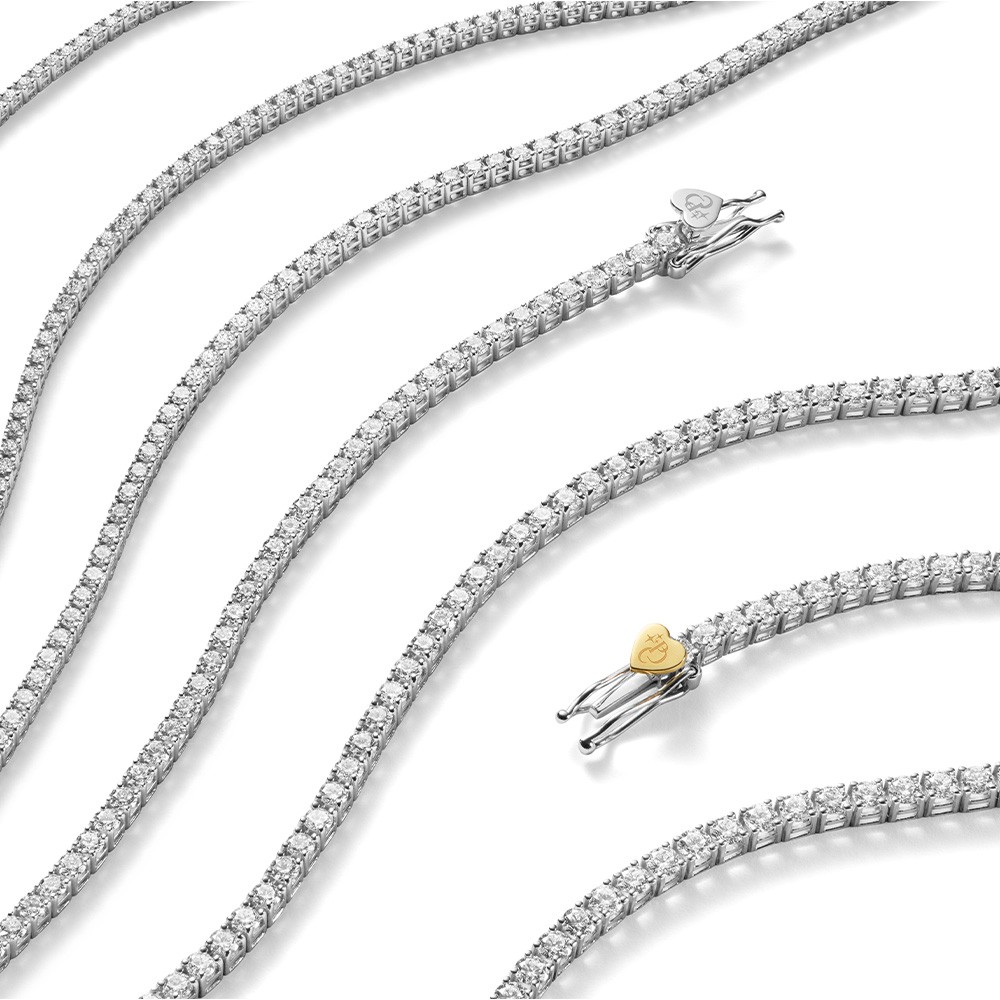  Bracciale tennis oro bianco cuore dorato Diamanti 17 cm - PER DIRTI CHE