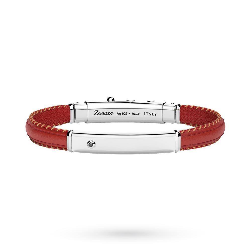 ZANCAN ESB294-RO silver red leather bracelet - ZANCAN