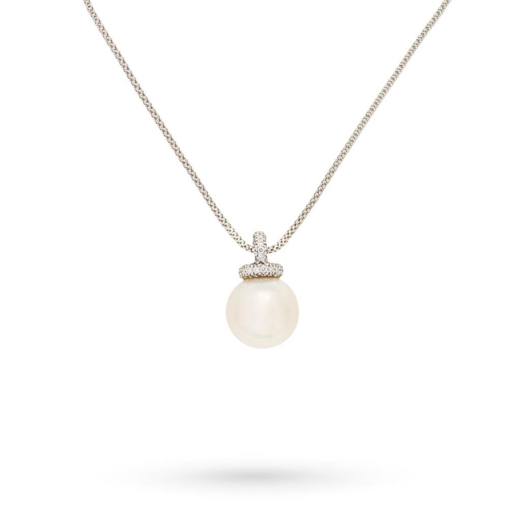 Collana perla australiana diamanti oro bianco 40,50cm - LUSSO ITALIANO