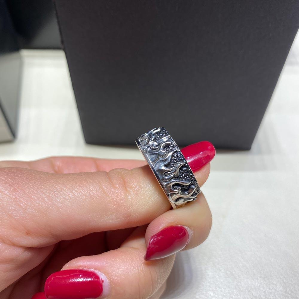 Anello da uomo argento motivo fiamme - ZANCAN