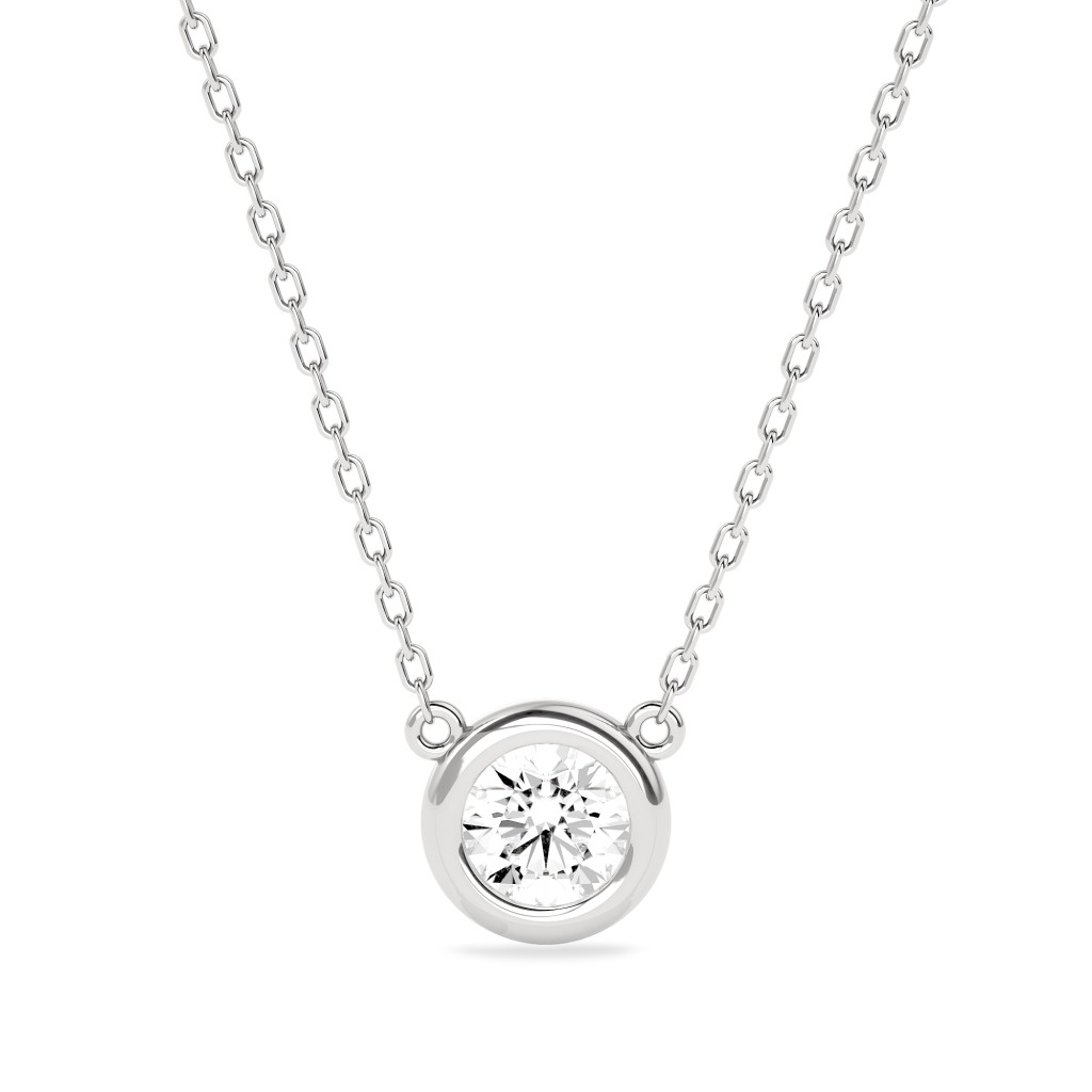  Girocollo Oro Bianco Diamante Solitario 0,70 Carati Lab-Grown - AMA