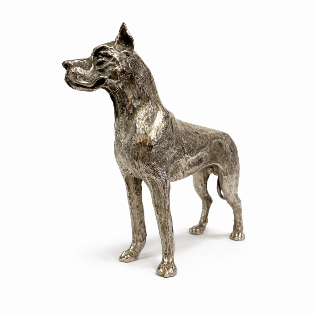 Statua cane Alano in argento 800 &ndash; Scultura decorativa 12 cm - 