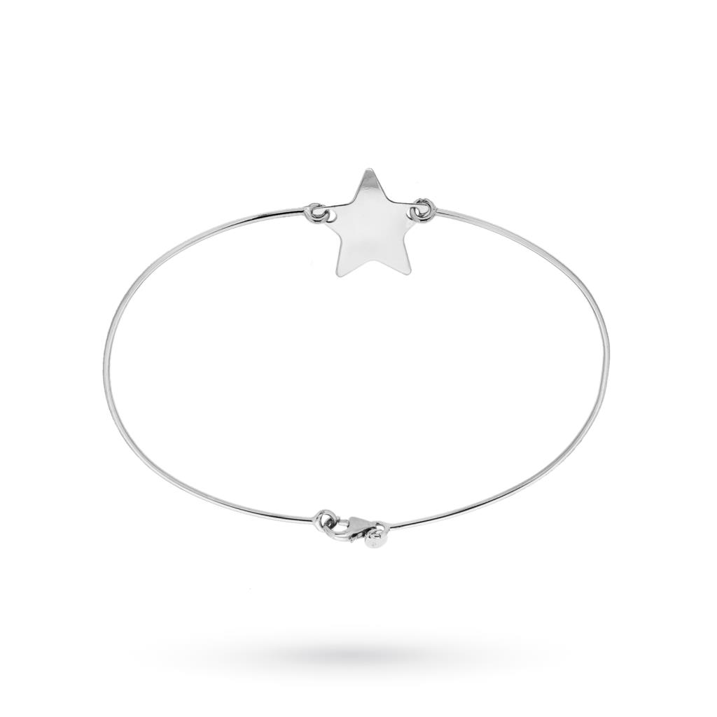 White gold wire bracelet star plate - UNBRANDED