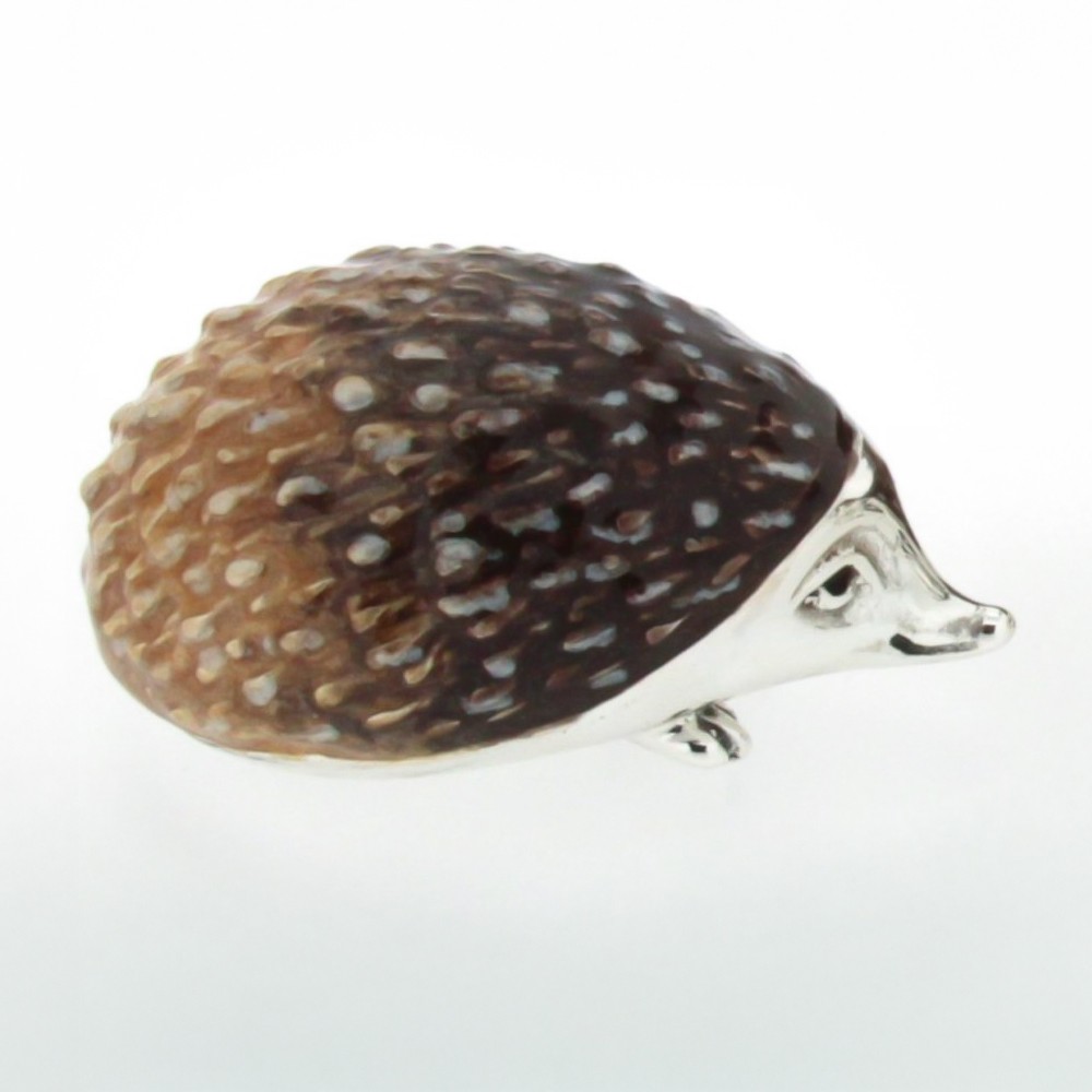 Soprammobile in argento smaltato a forma di riccio di dimensioni medie