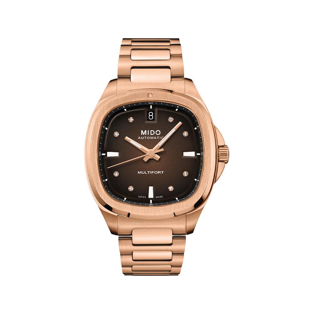 Orologio mido Multifort Tv in acciaio rosa e quadrante scuro