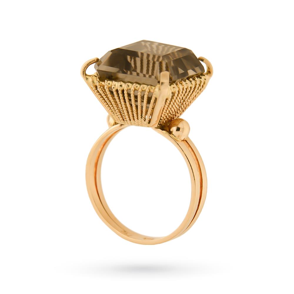 Anello oro rosa topazio brown 14,1 x 14,6mm - LUSSO ITALIANO