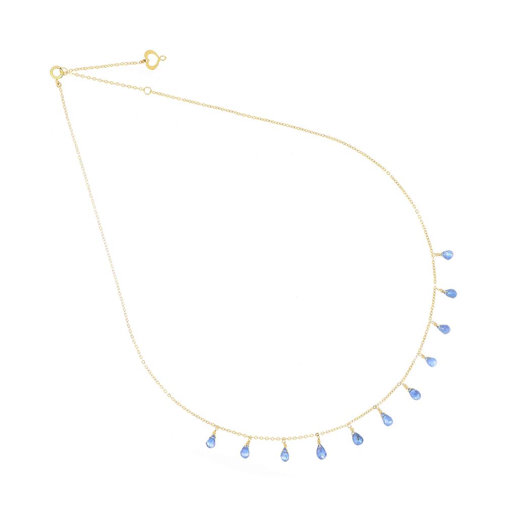 18Kt Blue Sapphire  Necklace, Eleven Drops - MAMAN ET SOPHIE