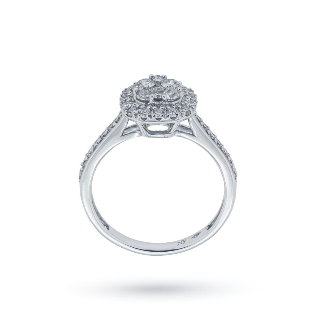  Anello oro bianco quadrato pav&egrave; brillanti 0,77ct - NY NAI