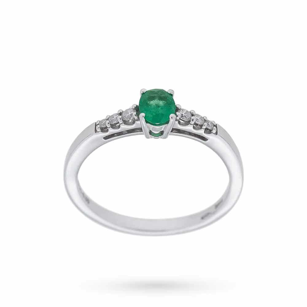 Anello fedina smeraldo ovale 0,31ct diamanti 0,08ct Mirco Visconti - MIRCO VISCONTI