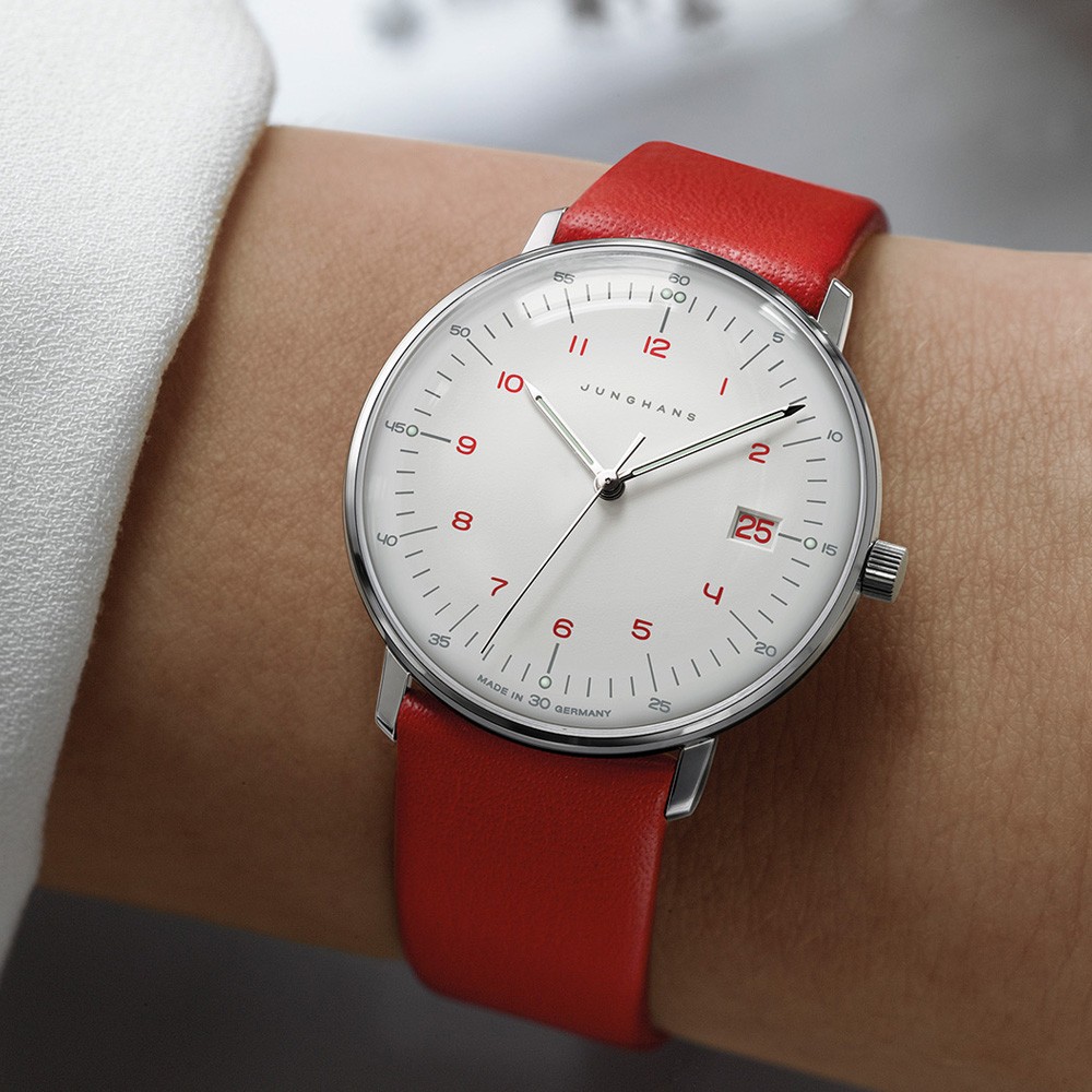  Junghans max bill Damen 47-4541.02 Bianco-Rosso 32,7 mm - JUNGHANS