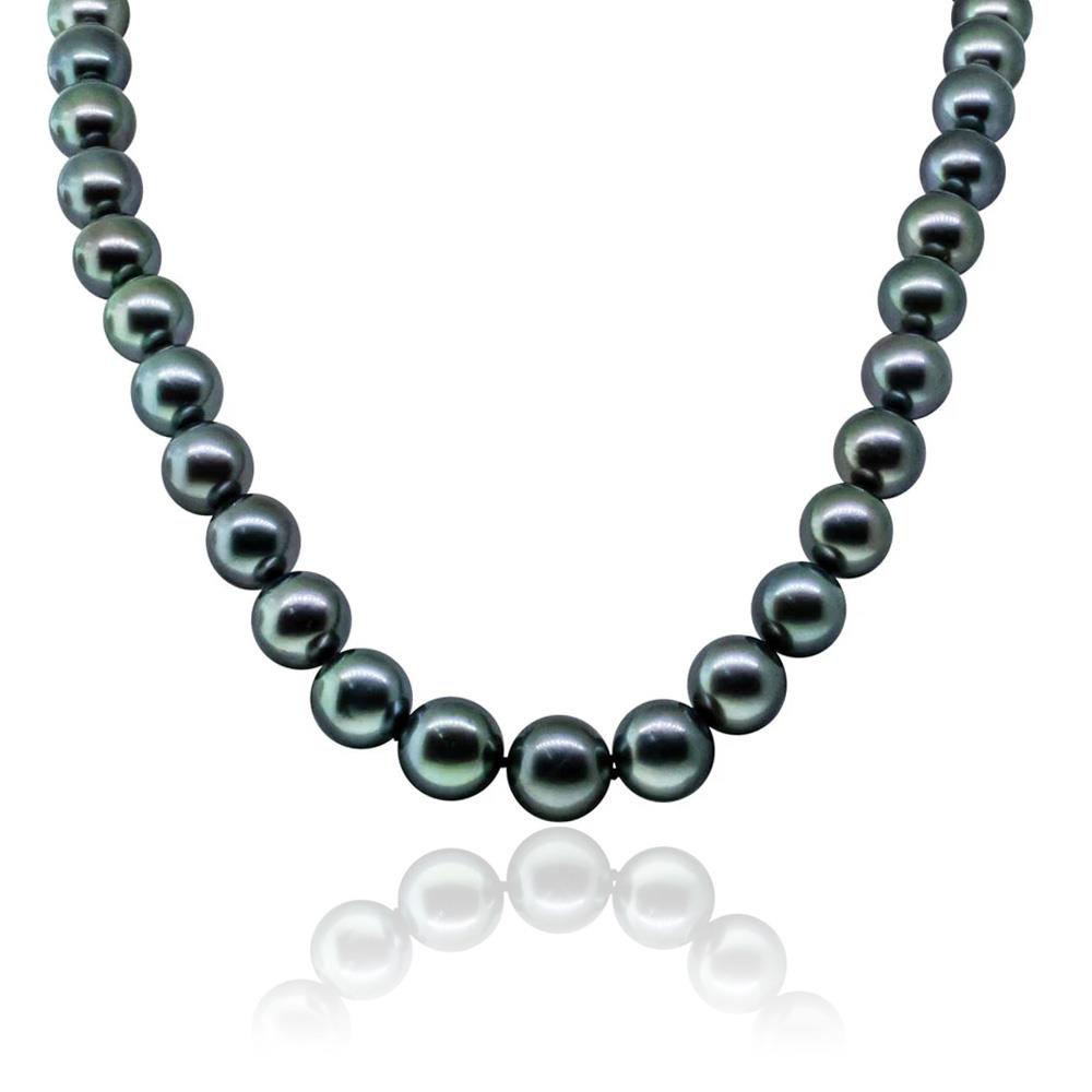 Scaled strand of black Tahitian pearls Ø 10-12,7 mm - COSCIA