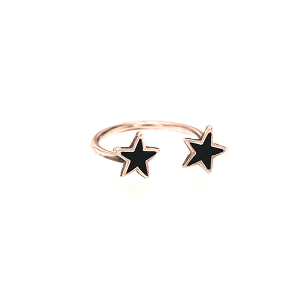 Silver ring with black enameled stars - MAMAN ET SOPHIE