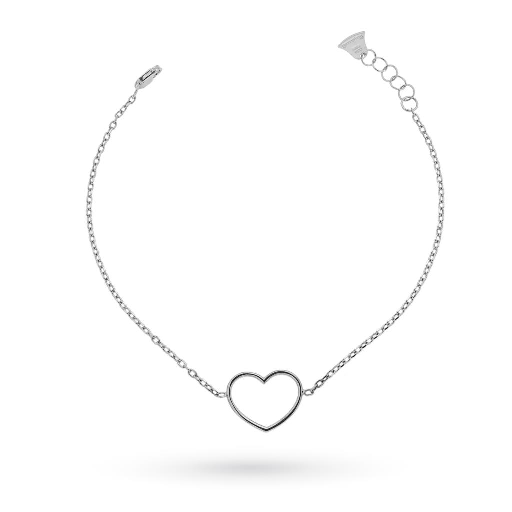 18kt white gold thin bracelet with heart - UNBRANDED