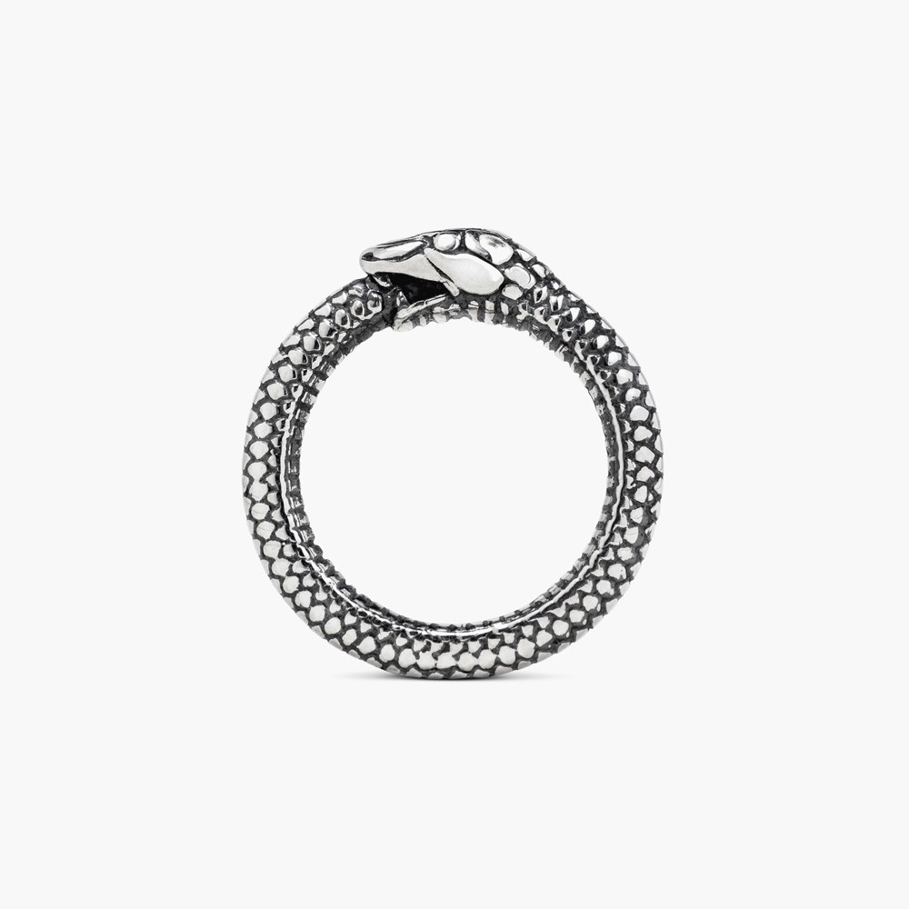  Ouroboros snake ring in polished burnished silver Nove25 - NOVE25
