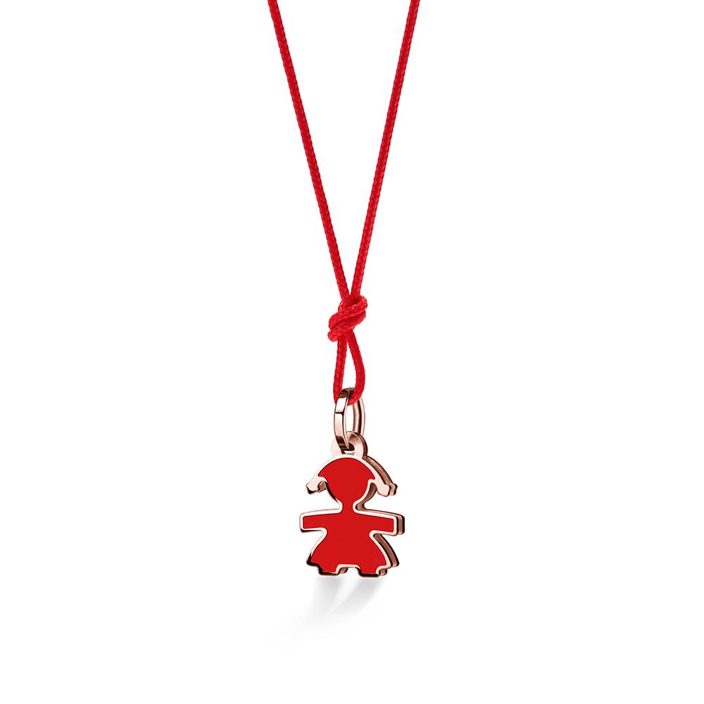 Ciondolo leBebe LBB049-RED Classici bimba oro rosa smalto rosso - LE BEBE