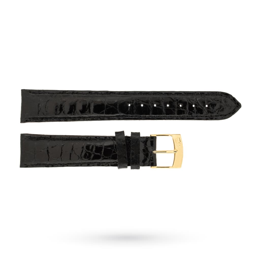 Cinturino imbottito coccodrillo nero 18-16mm fibbia dorata - BROS
