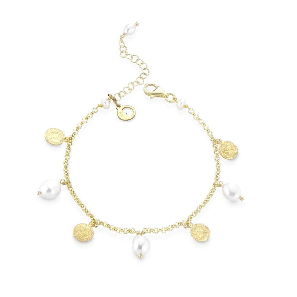 LeLune anklet in gilded silver with freshwater pearls and medals - GLAMOUR