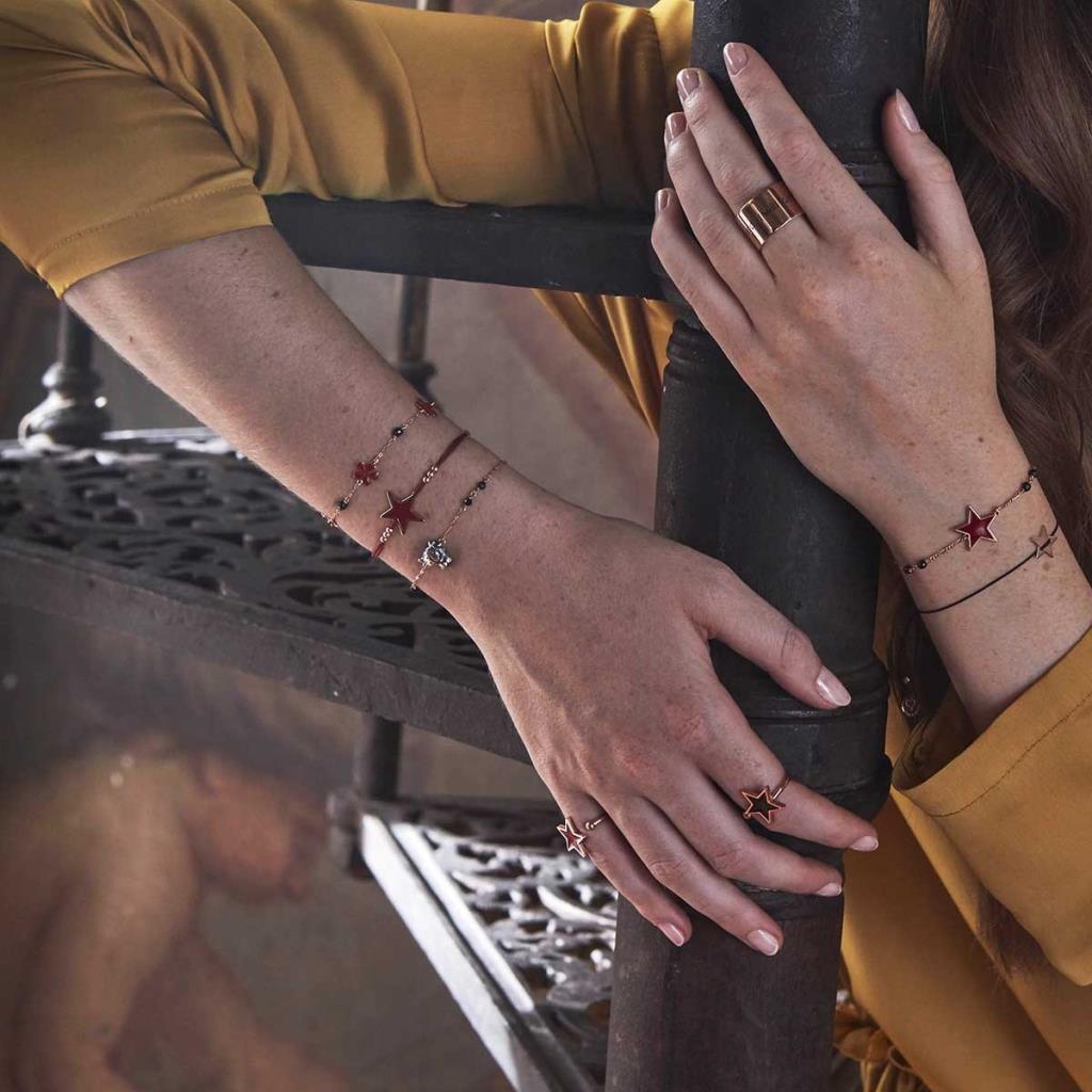  Bracciale con leopardo in argento brunito e spinelli neri - MAMAN ET SOPHIE